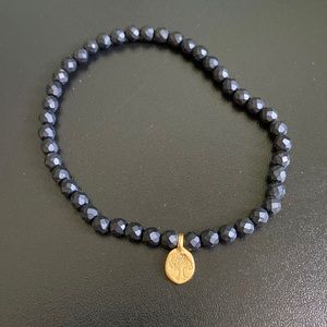 Satya Jewelry onyx bracelet with gold tree of life charm